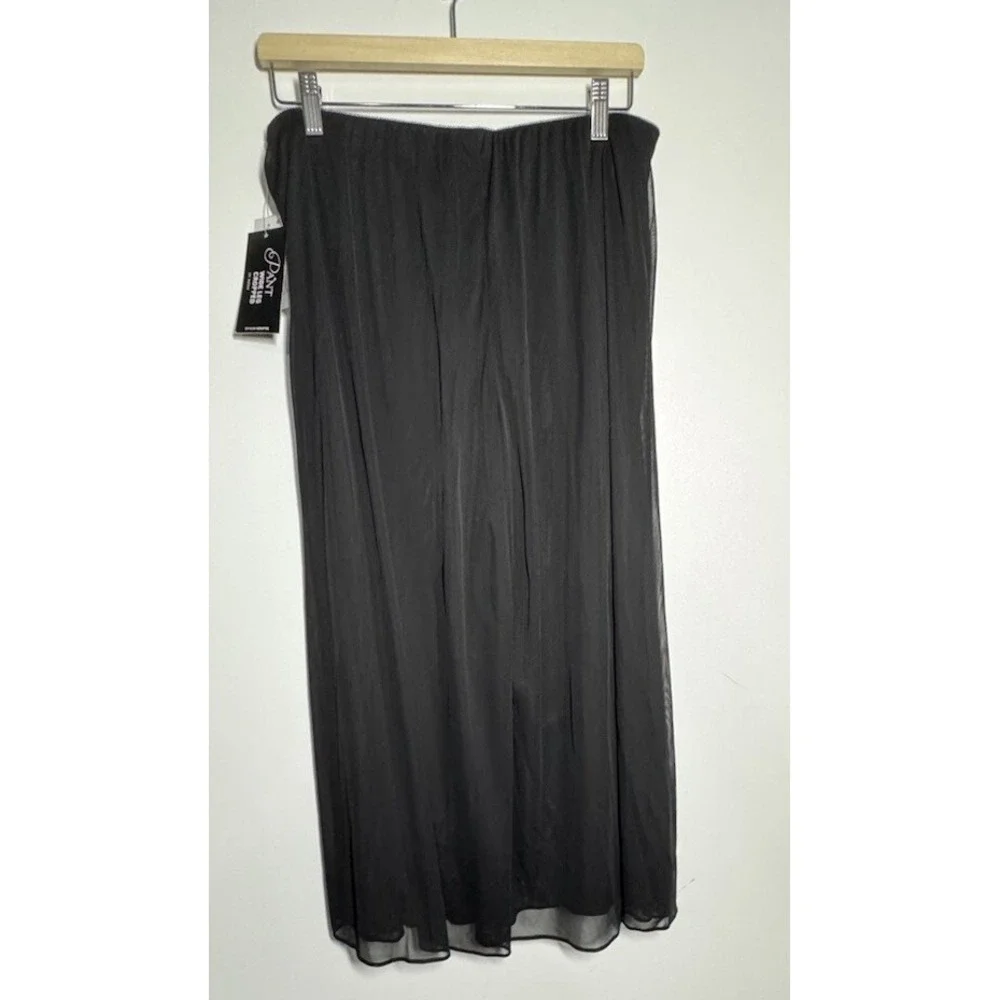 Alex Evenings NEW‎ Sheer Wide-Leg Crop Pants Large Mesh Black event wedding - Picture 2 of 5